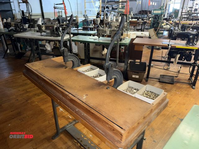 Lot 1-4652 - Lot of (2) Scovill Manufacturing, model A-E, rivet setters, dual table, table is approx. 48" long wi...