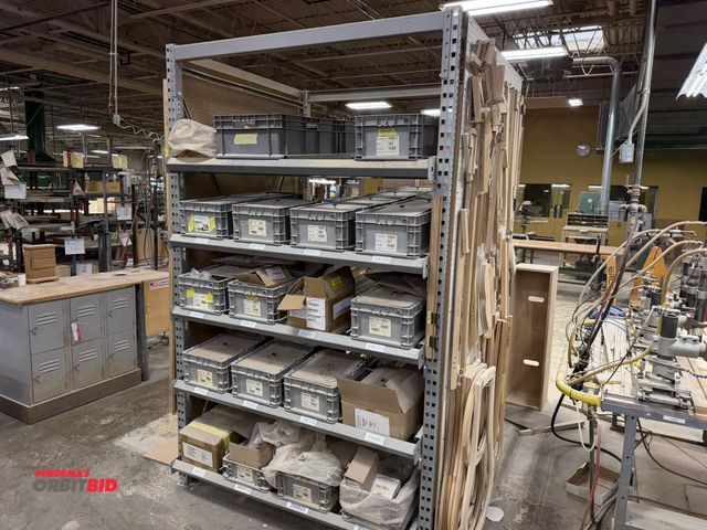 Lot 1-16439 - (1) Speed Rack System, 61" wide x 48" deep x 98" tall, includes bins with assorted hinges, magnets, ...