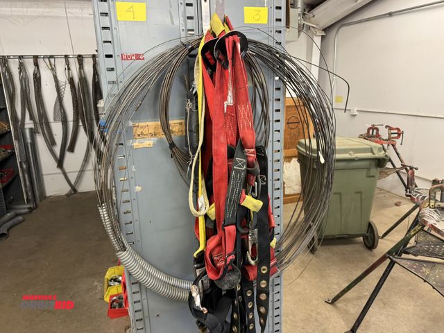 Lot 1-6379 - Lot of (4) safety harnesses, includes 2 Large, 1 size U, and 1 unknown size, and (3) assorted fish t...
