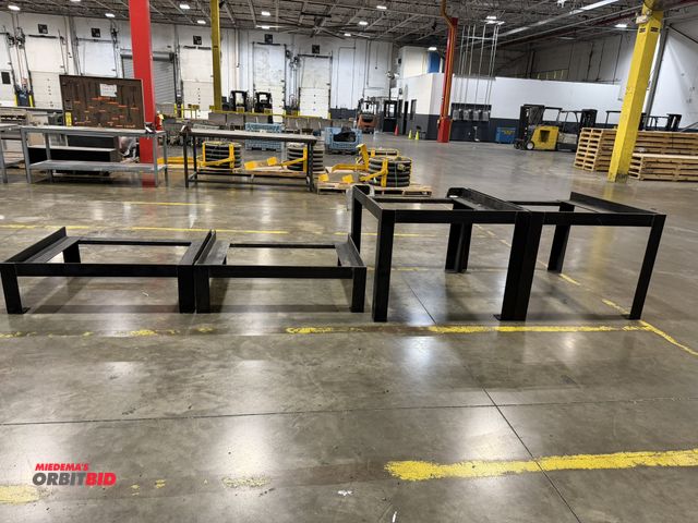 Lot 1-5165 - Lot of (4) heavy duty angle iron stands, includes 2 ~ 44" width x 30" height x 50" depth, and 2 ~ 50...
