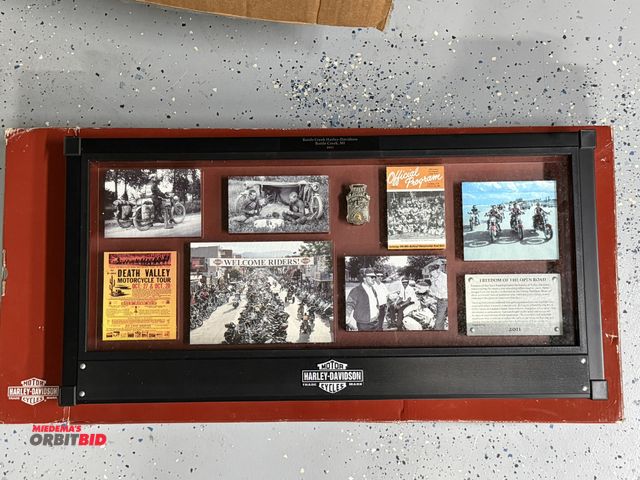 Lot 1-8294 - (1) Harley Davidson "Freedom of the Open Road" Archive collection shadow box with original box dated...