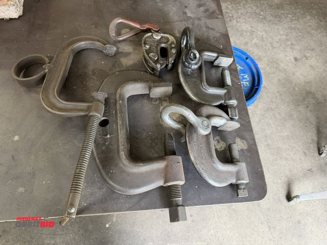 Lot 1-6437 - Lot of heavy duty C-clamps, includes (1) approx. 6", and (2) approx. 3", (1) Merrill Brothers 1/2-to...