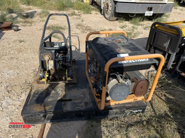 Lot 1-9549 - (1) Generac GP8000E generator, for parts only, and (1) 2012 Bomag vibratory plate compactor, model B...
