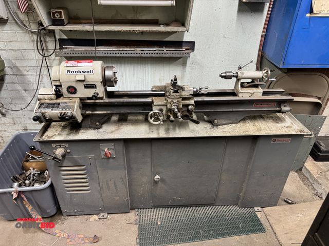 Lot 1-7183 - Rockwell 11" × 36" Geared Head Metal Lathe, Swing: 11", 8" Chuck, Centers: 36", Headstock: Geared, B...