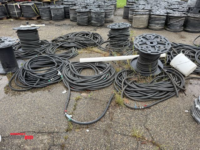Lot 1-18757 - Lot of (3) partial spools, and assorted rubber hose on ground, 1" diameter with 1/4" wall, and 5/8" ...