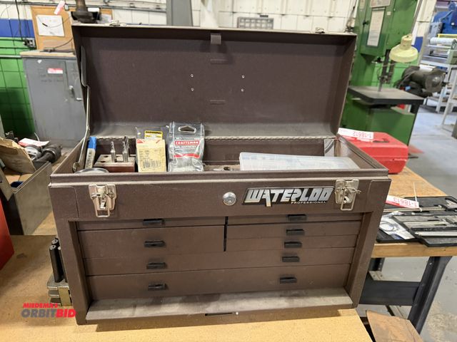 Lot 1-18616 - (1) Waterloo machinists tool box with 7 pull out drawers, flip top and lockable, approx. 22" x 13" t...