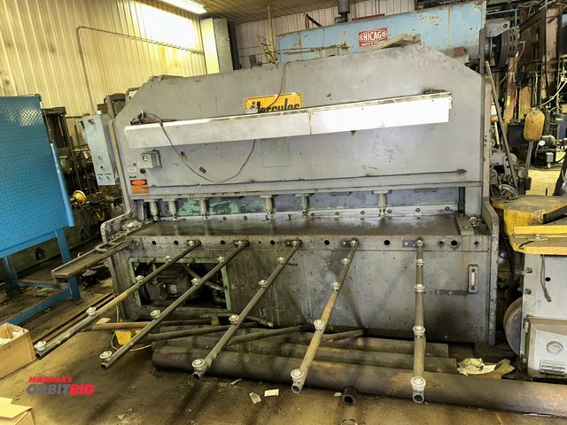 Lot 1-16147 - (1) Hercules, model unknown, 10' x 1/2" hydraulic power squaring shear, S/N 250096127241, (6) hold d...