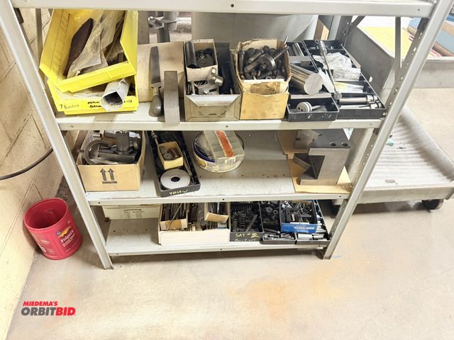 Lot 1-12406 - (1) 37.5" width x 84" height x 18.5" depth steel shelving unit with contents of bottom 3 shelves onl...