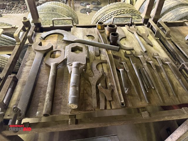 Lot 1-18204 - Entire shelf of various large wrenches and spanner wrenches.