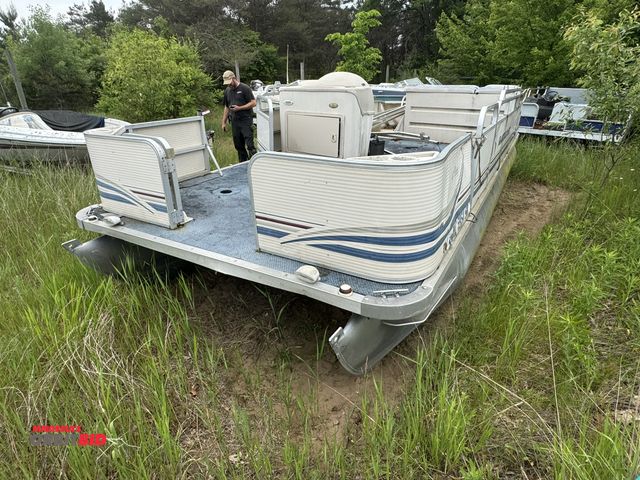 Lot 1-6590 - (1) Smoker Craft 4 point pontoon boat, no motor, no trailer, severe weather damage, Hull ID #SMK0404...