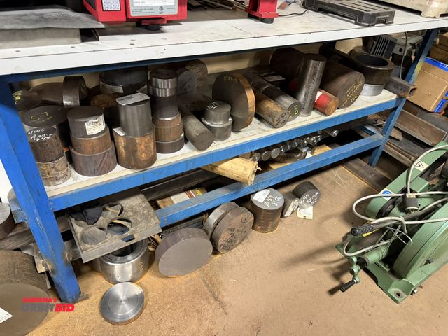 Lot 1-12473 - (1) 72" width x 37" height x 30" depth steel framed work bench with wood composite/laminate top and ...