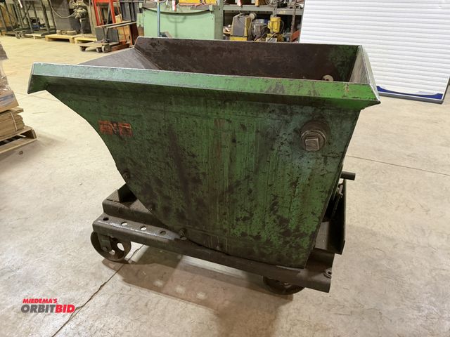 Lot 1-15876 - (1) Roura, approx. 1/2 cubic yard self-dumping hopper with fork pockets, and wheels.