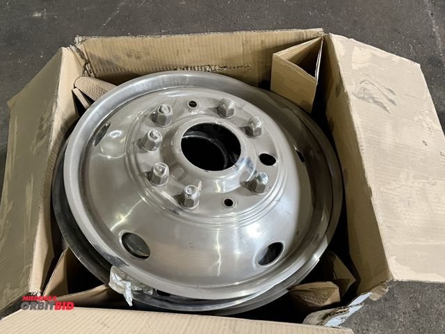 Lot 1-1179 - Lot including (2) front, and (2) rear approx. 20" diameter decorative large truck hubcaps (missing l...