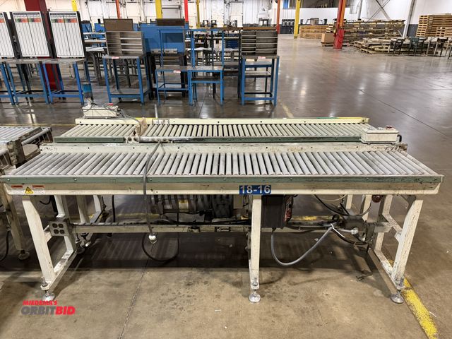 Lot 1-5291 - Set of (2) 15" width x 8' length powered conveyor sections with push button controls, 3/4 HP, 3-phas...