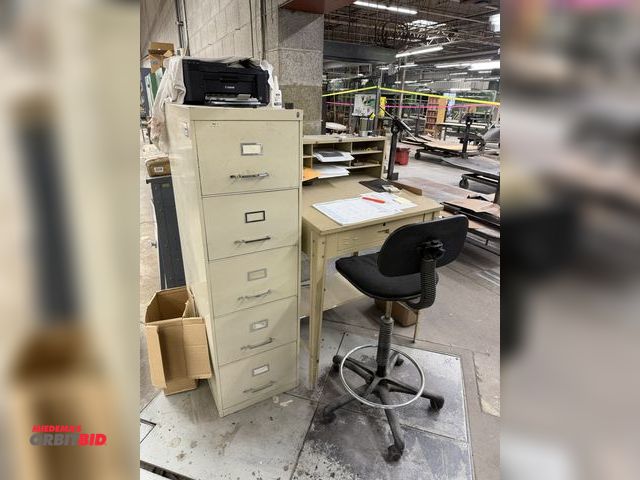 Lot 1-17238 - Lot including (1) 18" width x 60" height x 28" depth, 5-drawer legal sized steel file cabinet, (1) C...