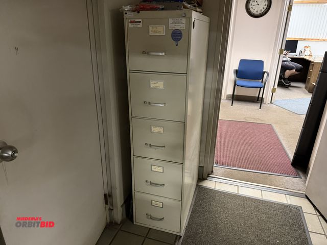 Lot 1-12552 - (1) 15" width x 59" height x 28.5" depth, 5-drawer steel file cabinet, contents not included.