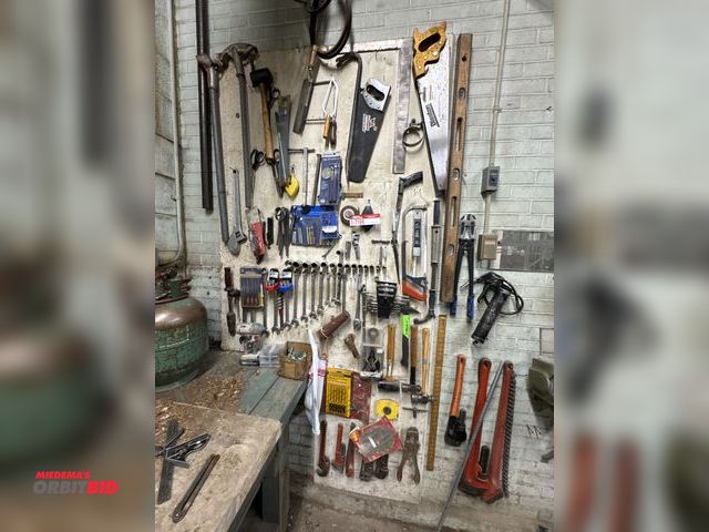 Lot 1-7196 - Lot Of Assorted Hand Tools, includes: Benders, Saws, Wrenches, Scissors, Pry Bar, Sockets, Level, Ha...