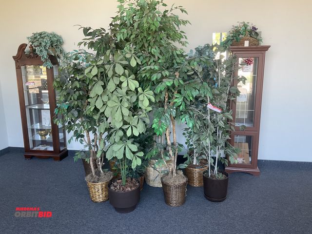 Lot 1-17210 - Lot of assorted artificial trees in planters.