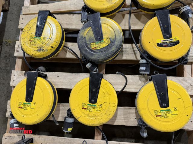 Lot 1-5331 - Lot of (5) Pro Reel, model 5000A-30GF-CB, 125V/1250 watt/10 amp retractable cable reels, and (1) Ree...