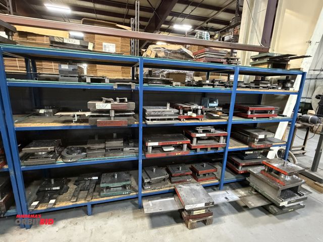 Lot 1-18816 - (1) shelving rack, 12' long x 24" wide x 73" tall, includes assorted dial and face dies.