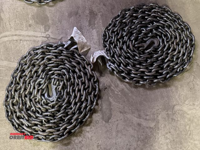 Lot 1-18170 - Lot of (2) unused 20' sections of chain with 3/8" hook on either side.