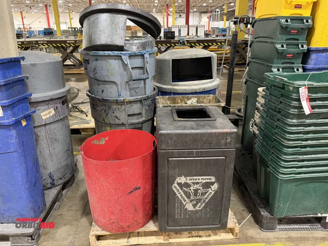 Lot 1-5365 - Lot including (3) various Rubbermaid Brute trash cans, (1) approx. 13 gallon capacity Rubbermaid tra...