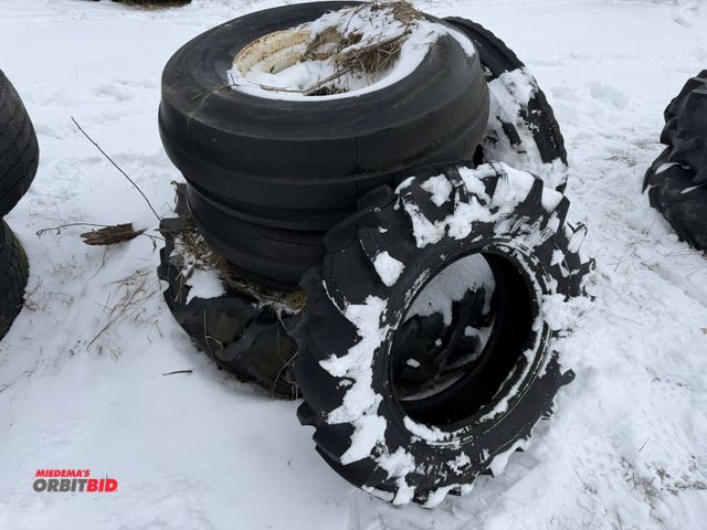Lot 1-11667 - Lot of (7) assorted Ag tires, includes (1) Titan 8-16, has cuts on sidewall, (2) 10-16 tires mounted...