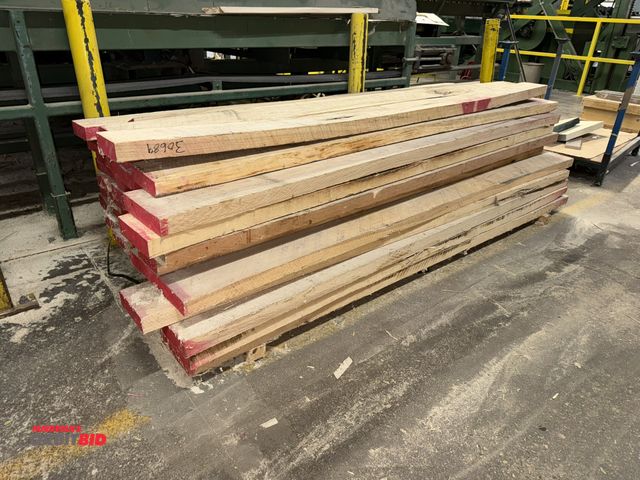 Lot 1-17046 - Lot of (46) 8' length x 2" thick rough sawn hickory lumber, all are various widths.
