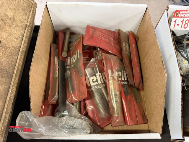 Lot 1-18494 - Lot of assorted Helicoil thread repair kit items.