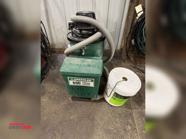 Lot 1-4420 - (1) Greenlee 690 blower and vacuum fishing system, 120V, S/N 18969, includes partial bucket of Green...