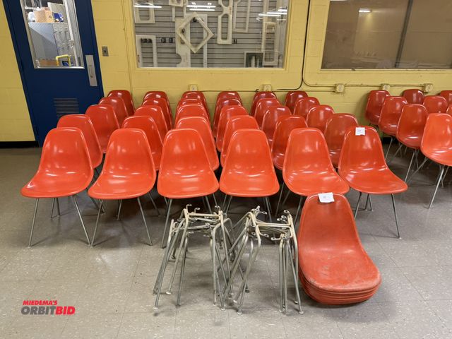 Lot 1-16782 - Lot of (30) Herman Miller fiberglass chairs with metal frames, and additional (10) chairs and frames...
