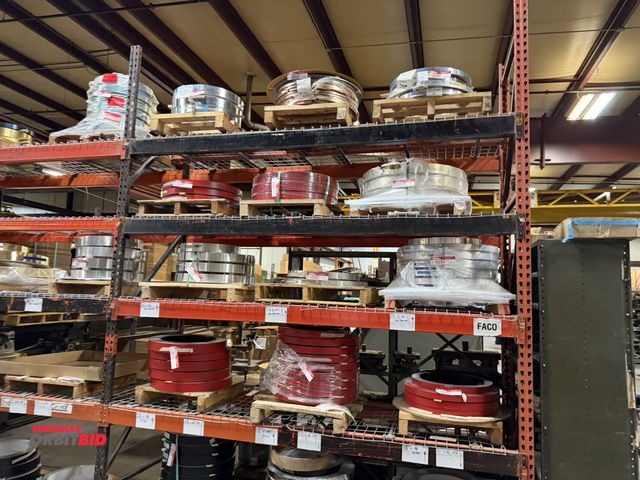 Lot 1-18695 - (2) sections of Teardrop style pallet racking, includes (3) 36" x 141" tall uprights, (16) 108" cros...