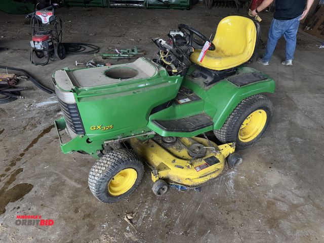 Lot 1-19905 - (1) John Deere GX325 garden tractor, 48C, 48" mower deck, John Deere 18 HP V-Twin gas engine, electr...