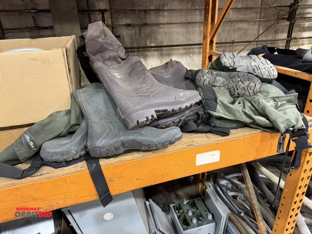Lot 1-18658 - Lot of (5) pairs of used assorted waders, sizes include 8, 10, 11, 12, and 13.