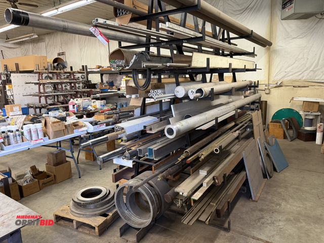 Lot 1-6199 - (1) approx. 7' length x 8' height x 54" depth, A-frame cantilever rack with assorted metals, include...