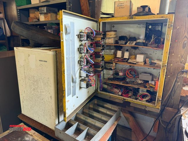 Lot 1-12339 - (1) control cabinet filled with assorted electrical items, includes screws, wire, terminals, hose cl...