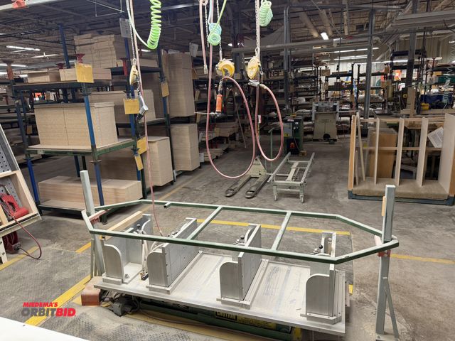 Lot 1-16687 - (1) Autoquip, model 36A3E20, electric lift table with custom aluminum jig, 1000 lb. max. load, jig t...