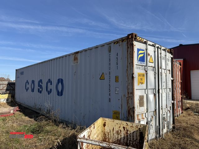 Lot 1-2957 - (1) 40' x 9' 6" high Conex storage box, wood floor, dual swing doors, winning bidder responsible for...