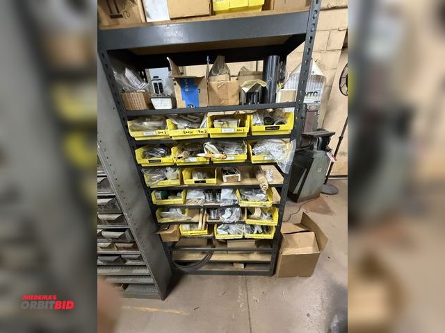 Lot 1-12480 - (1) 36" width x 72" height x 12" depth rivet lock shelving unit with assorted parts and components.