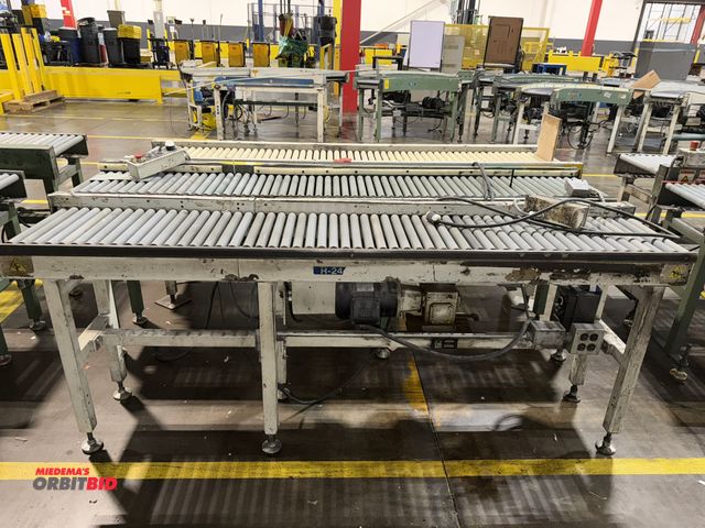 Lot 1-5297 - Set of (3) 15" width x 8' length powered conveyor sections with push button controls, 3/4 HP, 3-phas...