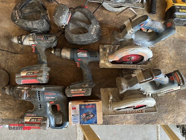 Lot 1-14178 - Lot of assorted Bosch tools, includes (2) 36V cordless, 6.5" circular saws, (1) 36V cordless, approx...