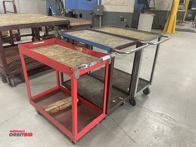 Lot 1-19312 - Lot of 3 metal shop carts, (2) 32" x 18", and (1) 30" x 16".