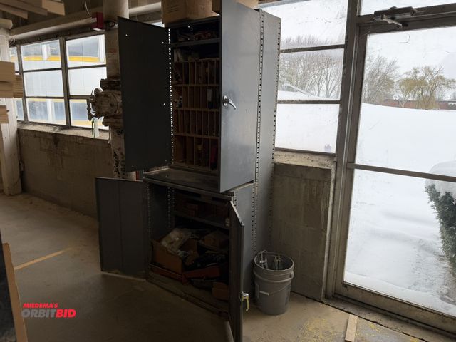 Lot 1-16172 - (1) 36" width x 39" height x 25" depth, 2-piece, 4-door steel cabinet with a 13" depth top section, ...