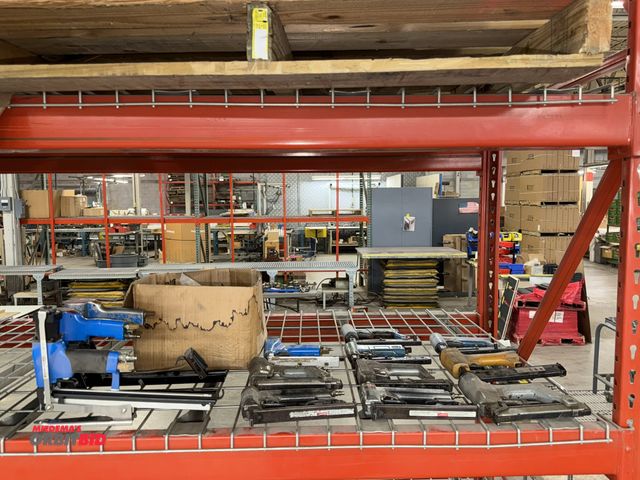 Lot 1-17528 - Large lot of assorted pneumatic pin nailers and staplers, brands include Duo Fast, Bostitch, BeA, Jo...