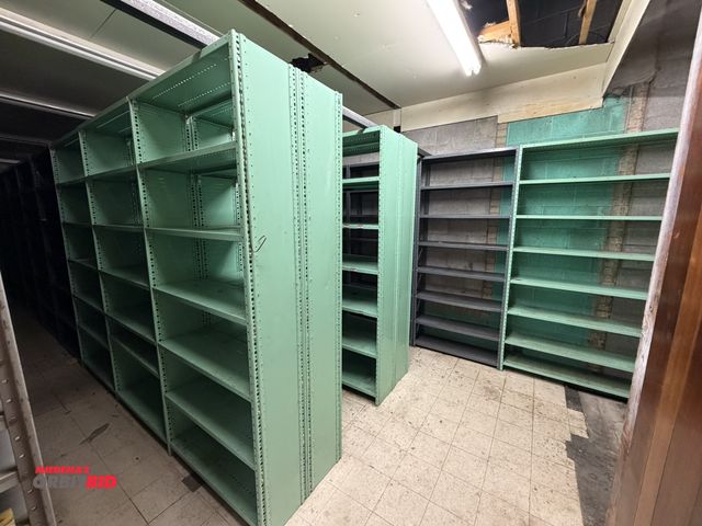 Lot 1-1692 - Contents of shelving in back storage room, includes (4) bolt-together style shelving units, approx. ...