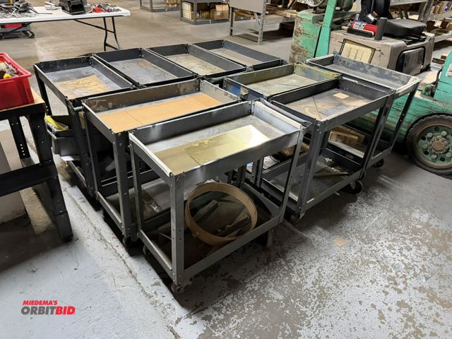 Lot 1-18844 - Lot of (9) steel shop carts, 30" x 16".