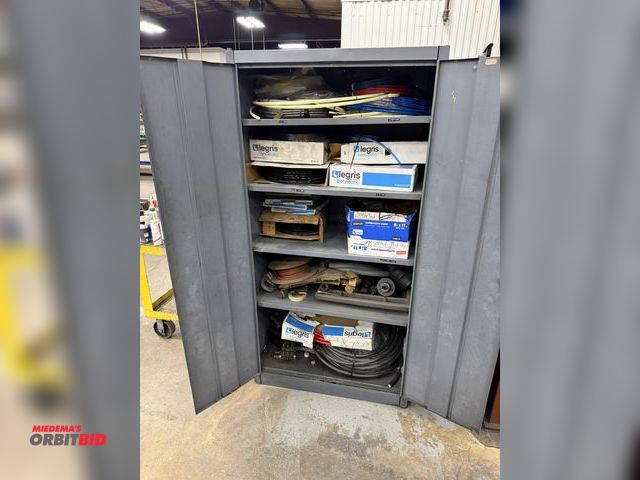 Lot 1-15360 - (1) 2-door, 36" Edsal cabinet filled with assorted Legris Connect plastic tubing, various diameters ...