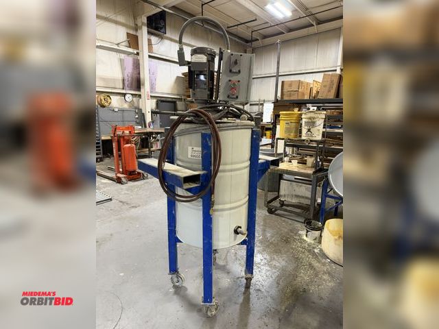 Lot 1-18627 - (1) 55-gallon electric drum mixer with cart, Baldor 1.5 HP, 230/460V, 3 phase motor, push button sta...