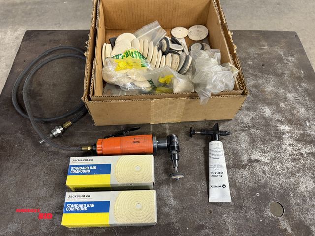 Lot 1-1872 - (1) Dotco, model 122L2218-35, pneumatic angle die grinder (18,000 RPM max.), with assorted buffing w...