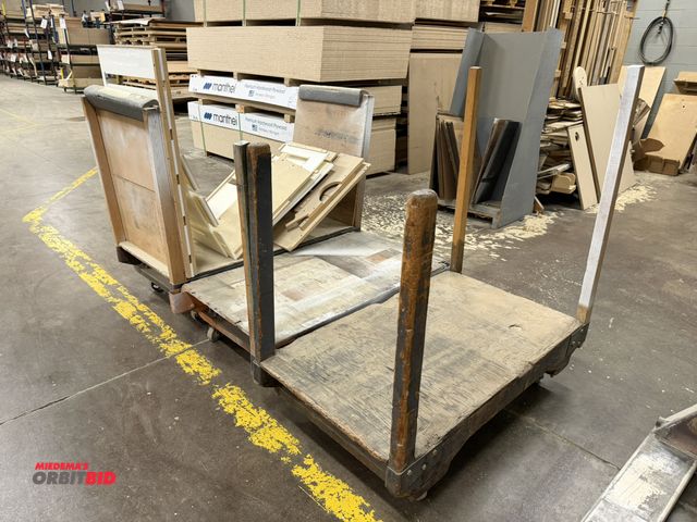 Lot 1-16520 - Lot of (3) furniture style cart dollies, 48" x 27" with removable wood handles.